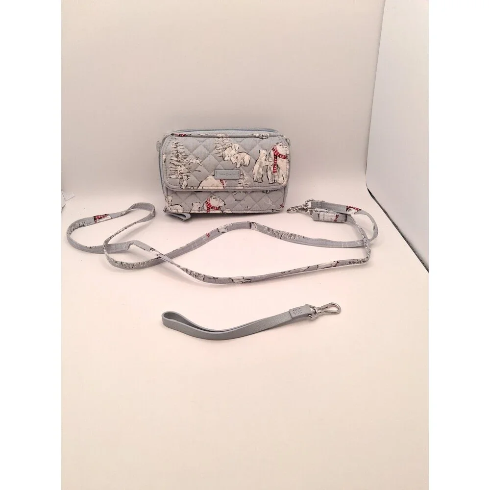 Vera Bradley Crossbody bag Turnlock  Zipper Wallet " Berry Merry" Polar Bears - Picture 3 of 9